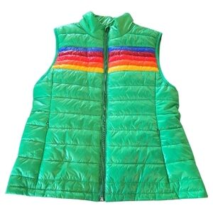 TCEC Puffy Vest Size *Large* Full Zip Front Pockets Green Multi